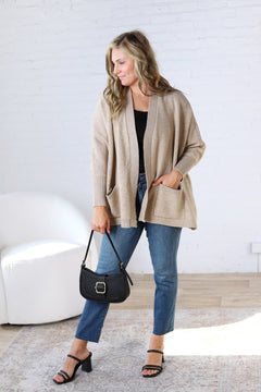Callista Dolman Sleeve Open Cardigan - Taupe