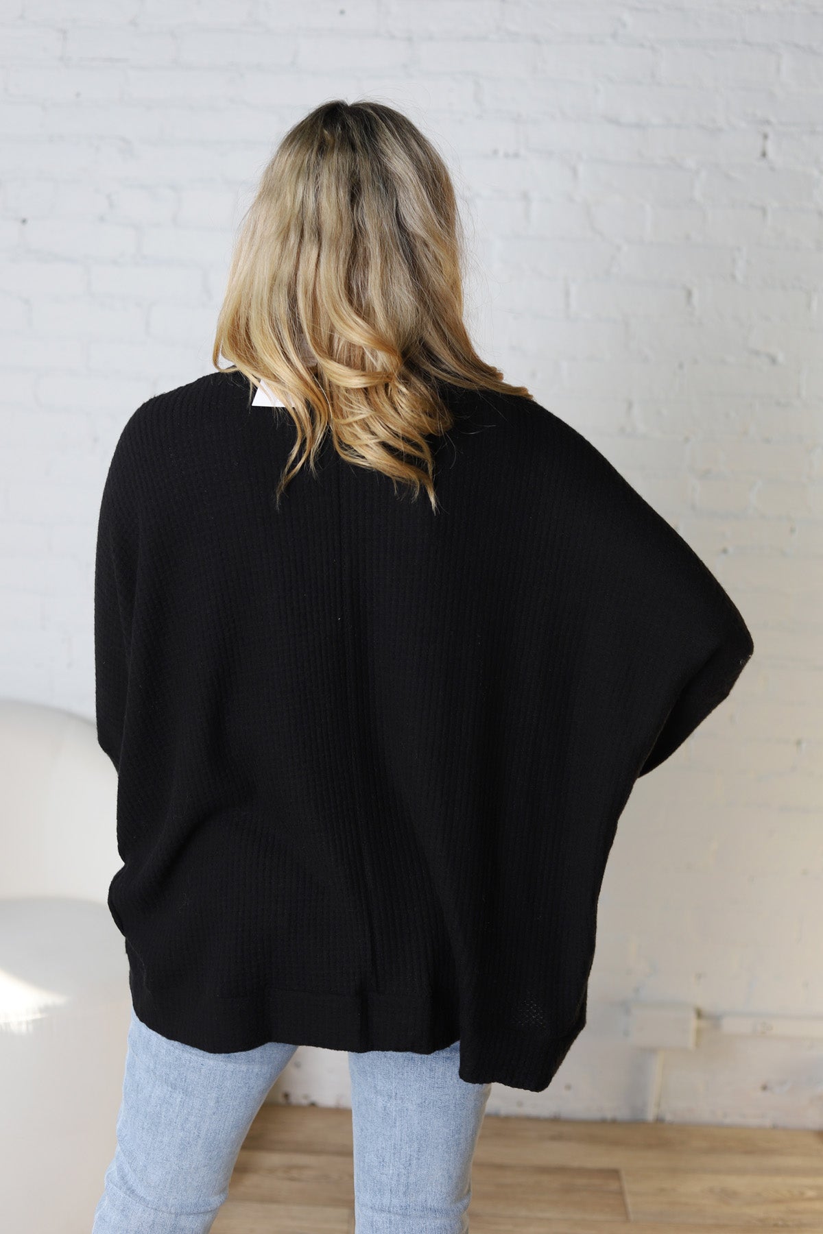 Cam Brushed Waffle Knit Cocoon Cardigan