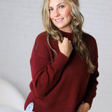 Cambrie Sweater with Raw Seam Details - Burgundy