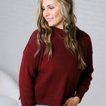 Cambrie Sweater with Raw Seam Details - Burgundy