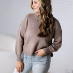Cambrie Sweater with Raw Seam Details - Mocha