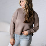 Cambrie Sweater with Raw Seam Details - Mocha