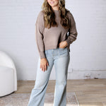 Cambrie Sweater with Raw Seam Details - Mocha