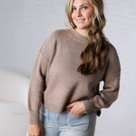 Cambrie Sweater with Raw Seam Details - Mocha