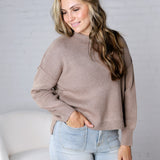Cambrie Sweater with Raw Seam Details - Mocha