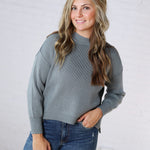 Cambrie Sweater with Raw Seam Details - Teal