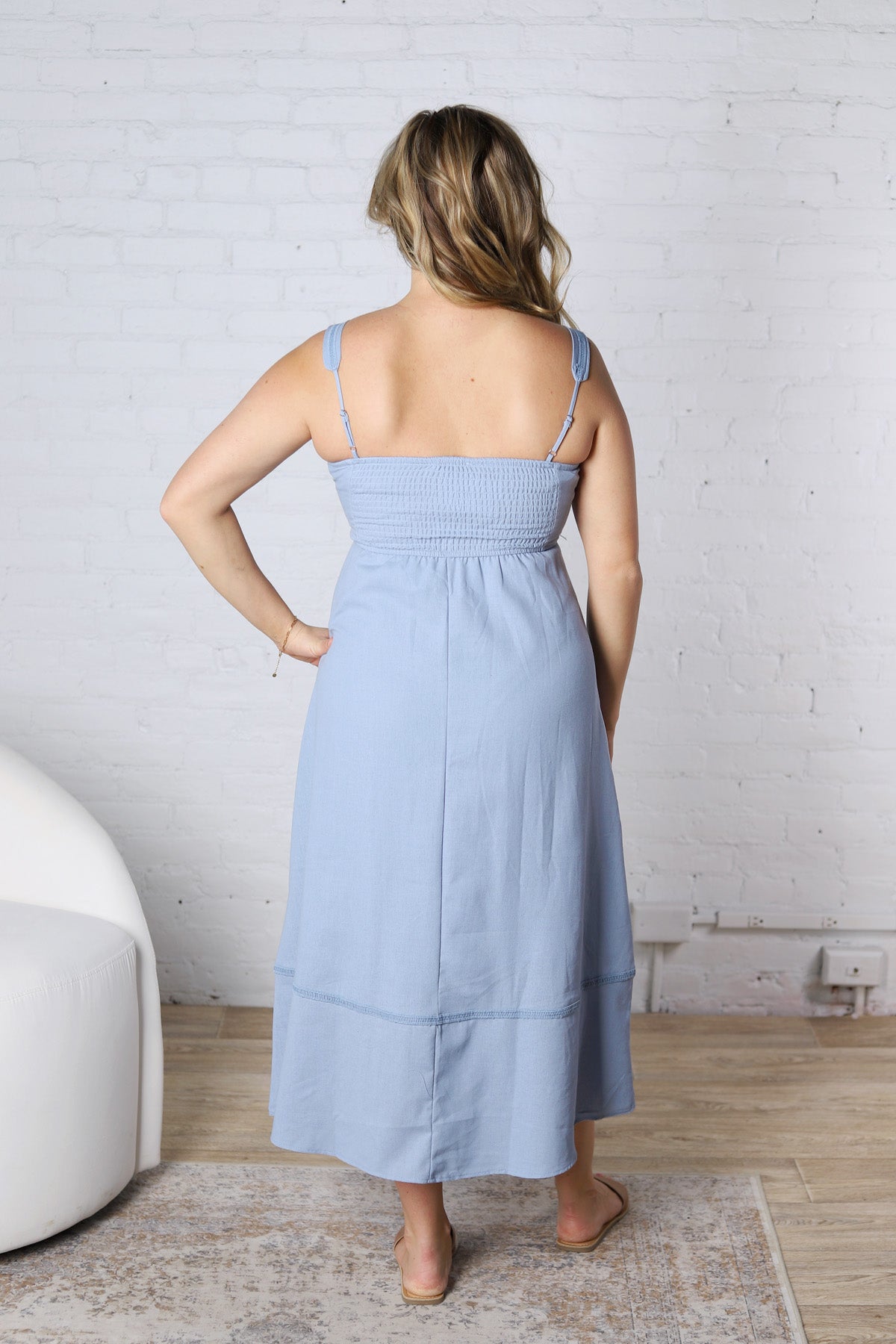 Camila Sleeveless Midi Dress - Dusty Blue