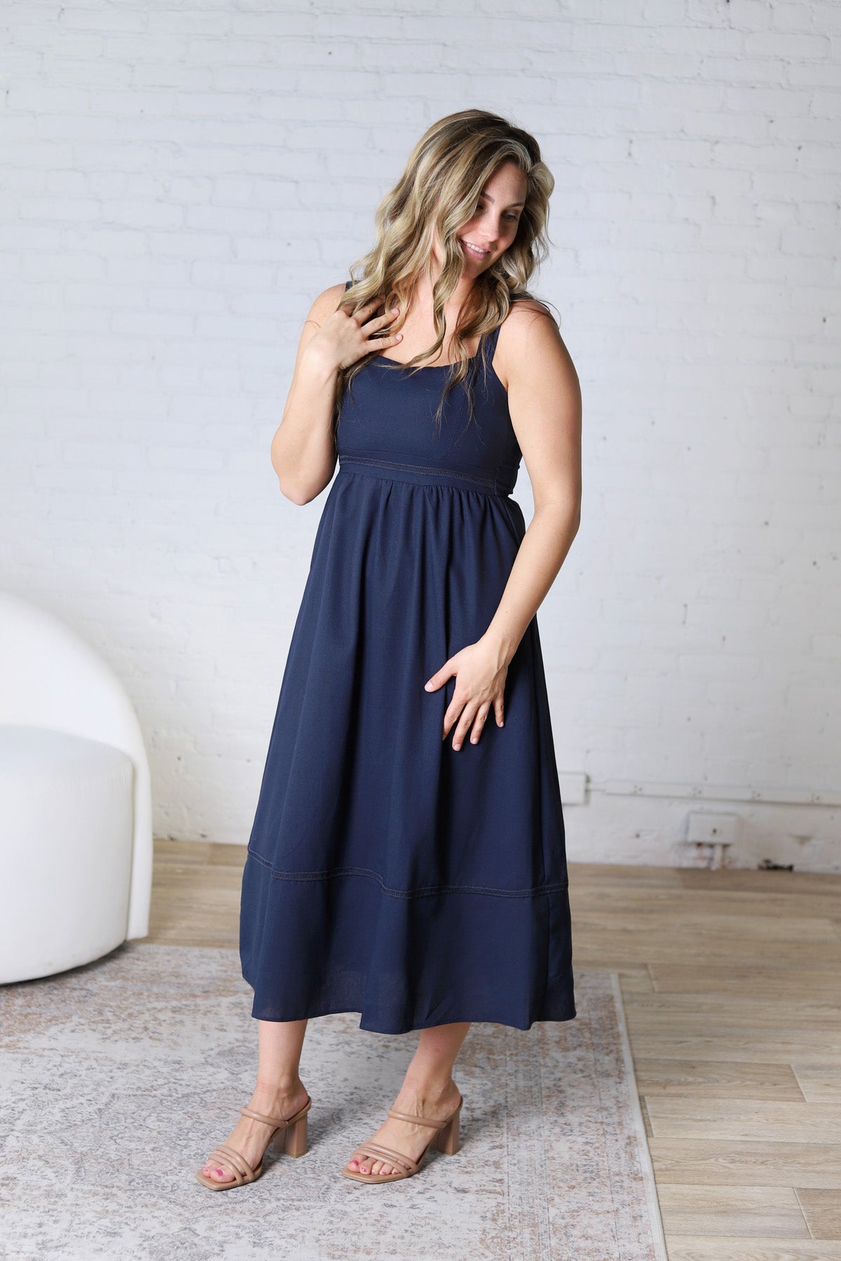 Camila Sleeveless Midi Dress - Navy