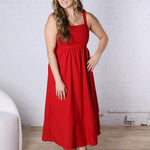 Camila Sleeveless Midi Dress - Red