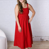 Camila Sleeveless Midi Dress - Red