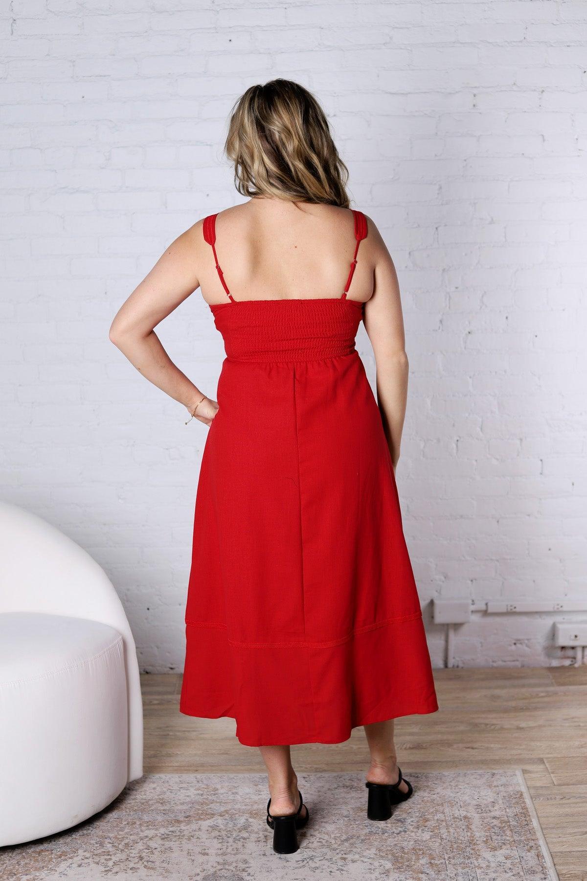 Camila Sleeveless Midi Dress - Red