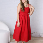 Camila Sleeveless Midi Dress - Red