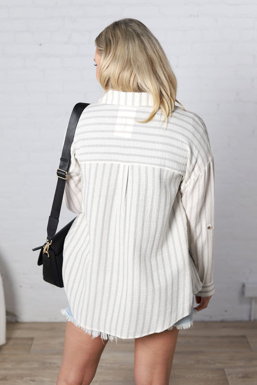 Camila Striped Roll Up Sleeve Top