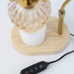 Candle Warmer Lamp - Crystal Glass & Wood Base