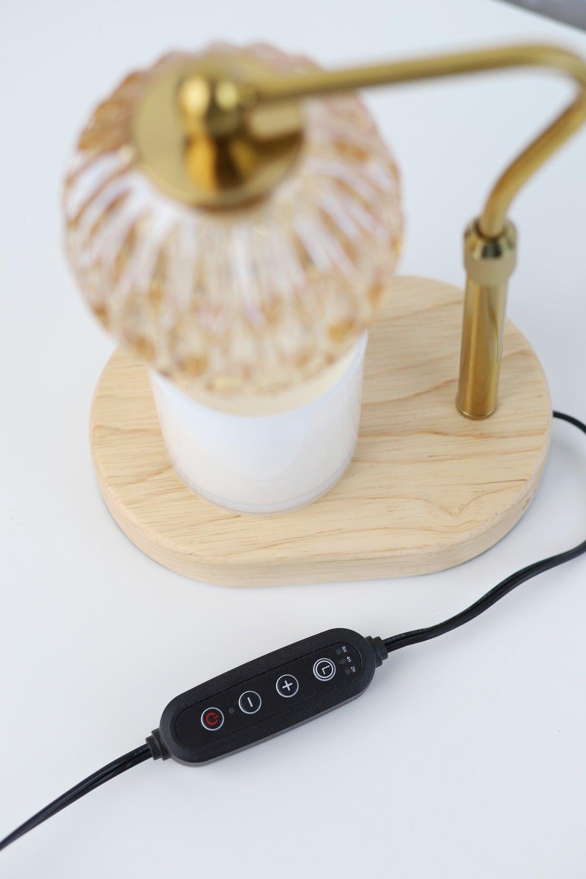 Candle Warmer Lamp - Crystal Glass & Wood Base