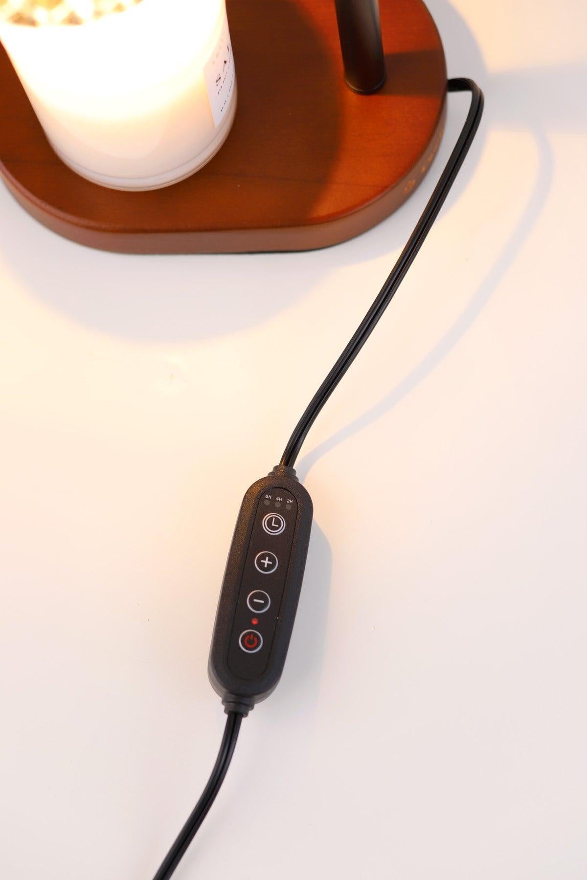 Candle Warmer Lamp - Crystal Glass & Wood Base - Black