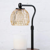 Candle Warmer Lamp - Crystal Glass & Wood Base - Black