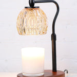 Candle Warmer Lamp - Crystal Glass & Wood Base - Black