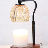 Candle Warmer Lamp - Crystal Glass & Wood Base - Black