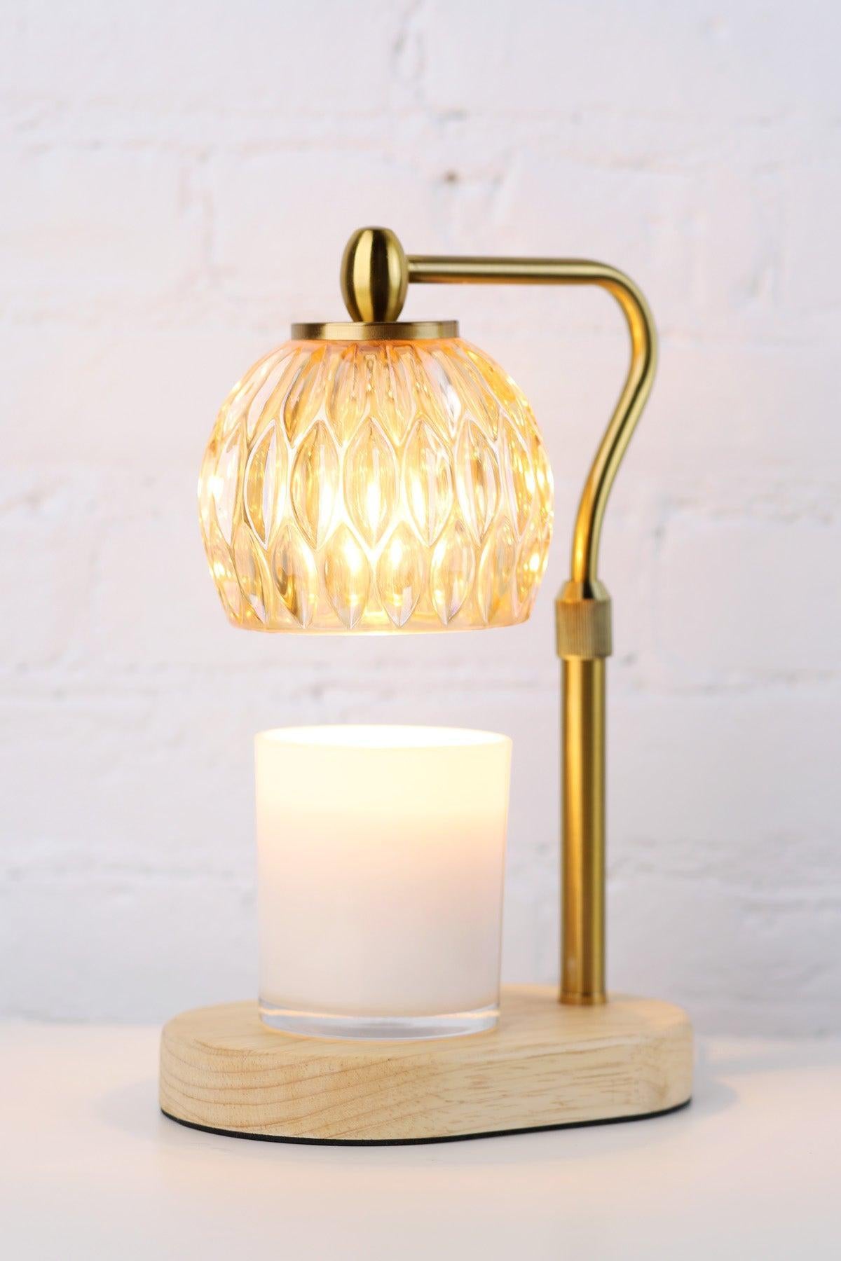 Candle Warmer Lamp - Crystal Glass & Wood Base