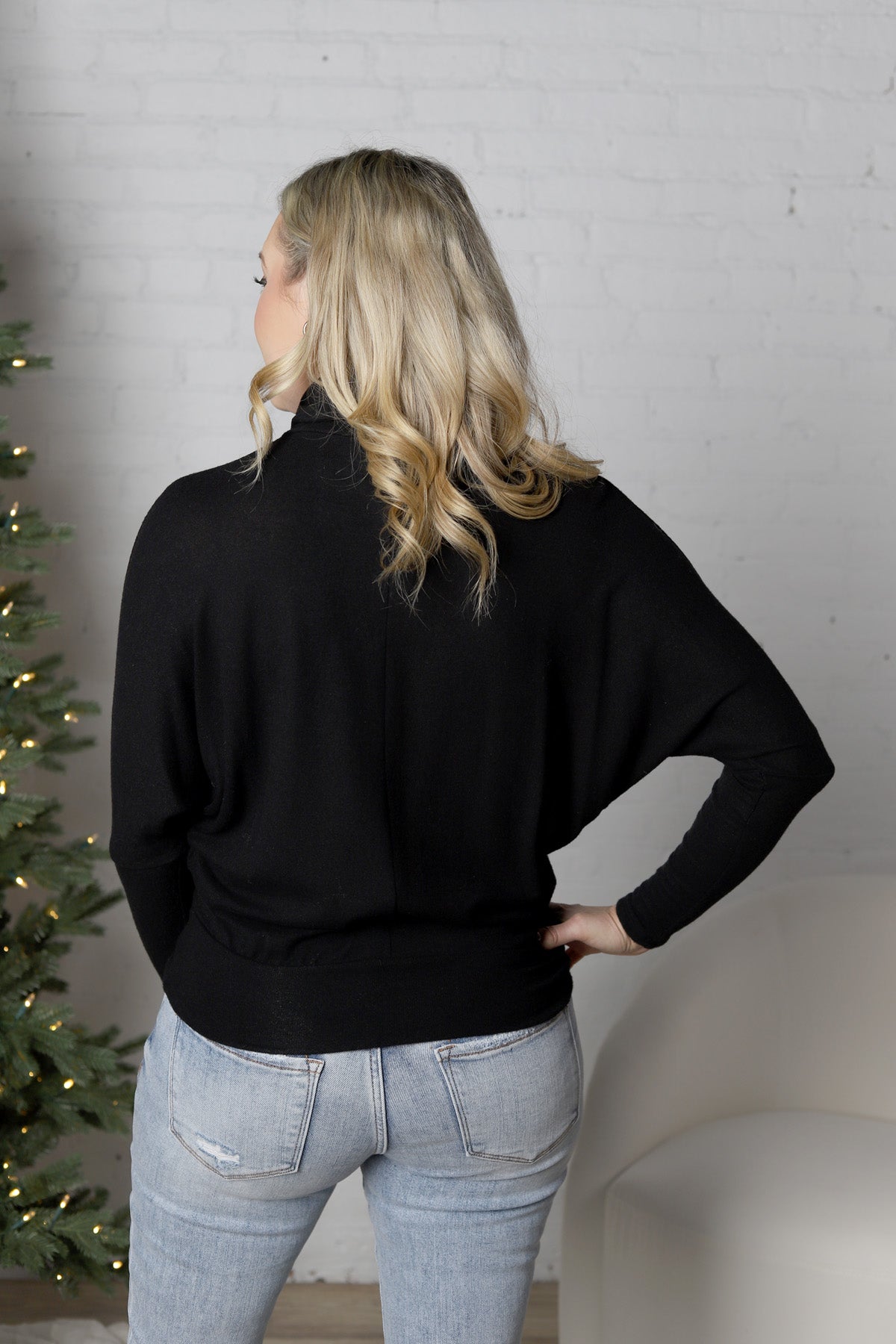 Capri Turtle Neck Dolman Sleeve - Black - FINAL SALE