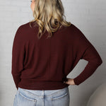 Capri Turtle Neck Dolman Sleeve - Burgundy