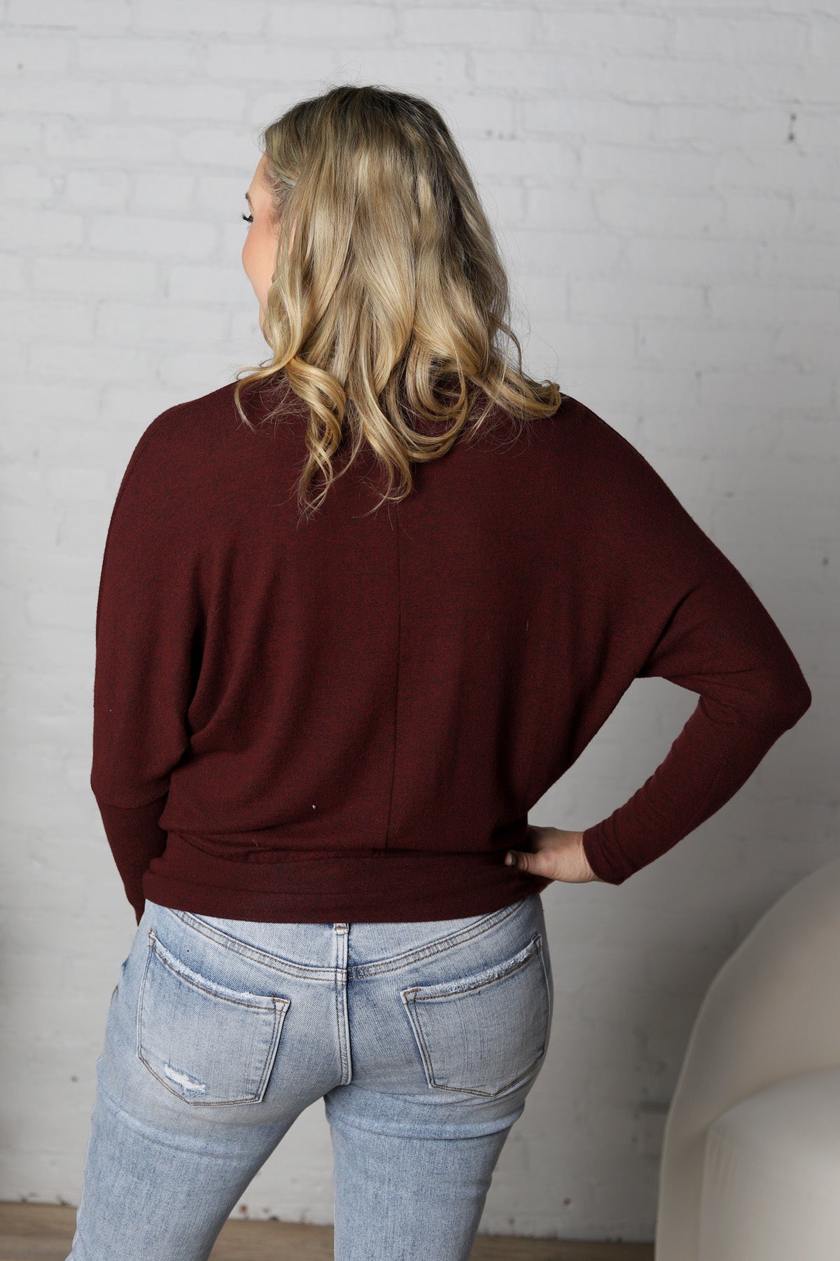 Capri Turtle Neck Dolman Sleeve - Burgundy