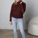 Capri Turtle Neck Dolman Sleeve - Burgundy - FINAL SALE