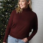 Capri Turtle Neck Dolman Sleeve - Burgundy - FINAL SALE