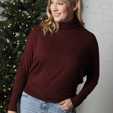 Capri Turtle Neck Dolman Sleeve - Burgundy - FINAL SALE