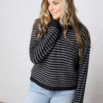 Caris Striped Knit Sweater - Dark Navy