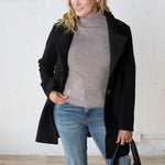 Carissa Fleece Single Breasted Coat - Black