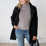 Carissa Fleece Single Breasted Coat - Black