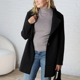 Carissa Fleece Single Breasted Coat - Black