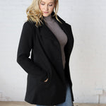 Carissa Fleece Single Breasted Coat - Black