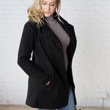 Carissa Fleece Single Breasted Coat - Black