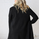 Carissa Fleece Single Breasted Coat - Black