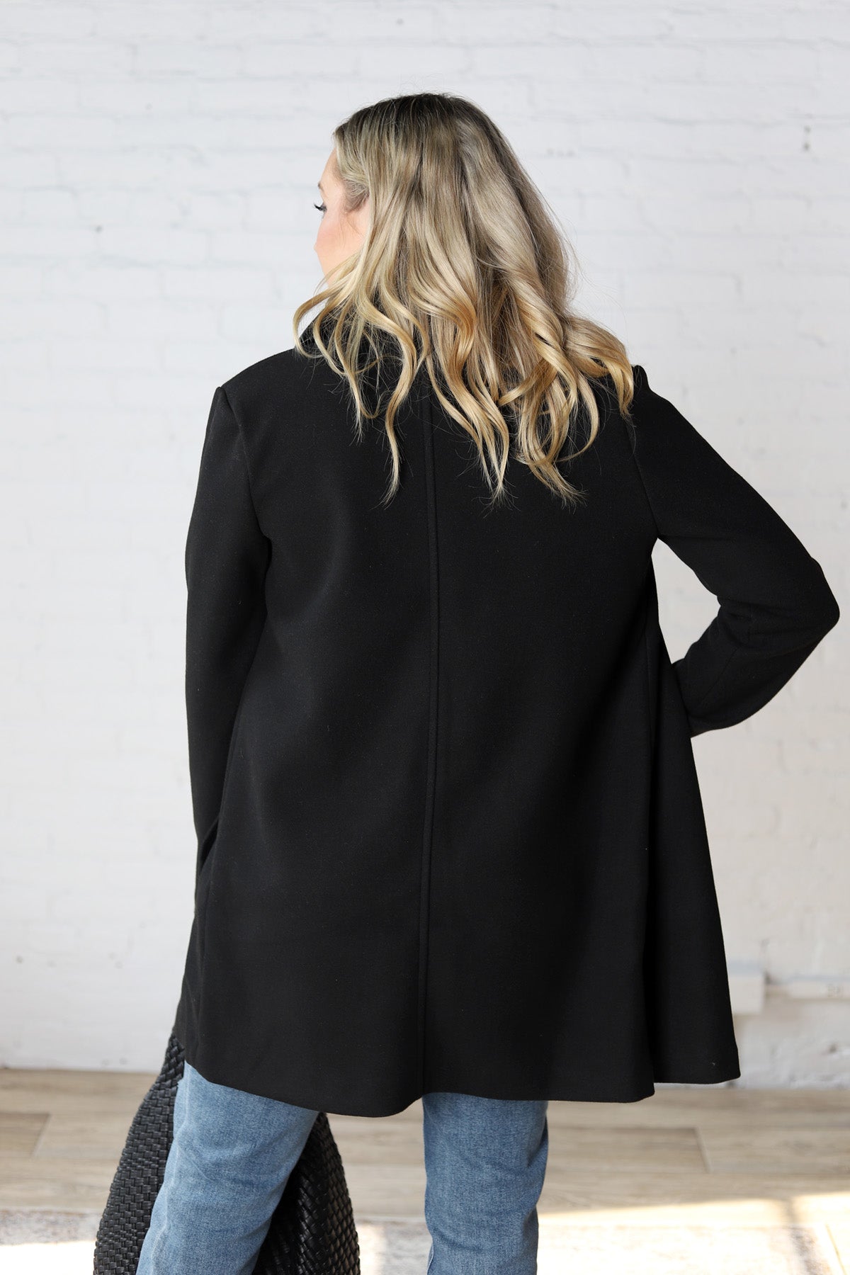 Carissa Fleece Single Breasted Coat - Black