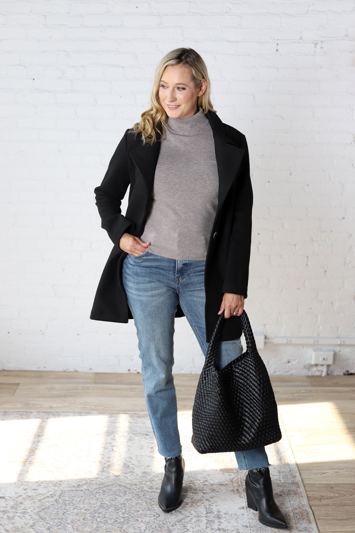 Carissa Fleece Single Breasted Coat - Black - FINAL SALE