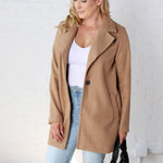 Carissa Fleece Single Breasted Coat - Camel