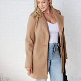 Carissa Fleece Single Breasted Coat - Camel