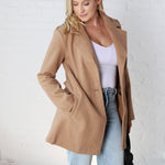 Carissa Fleece Single Breasted Coat - Camel