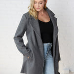 Carissa Fleece Single Breasted Coat - Grey