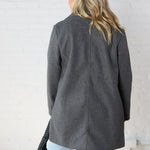 Carissa Fleece Single Breasted Coat - Grey