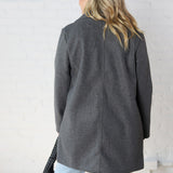 Carissa Fleece Single Breasted Coat - Grey