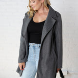 Carissa Fleece Single Breasted Coat - Grey - FINAL SALE