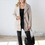 Carissa Fleece Single Breasted Coat - Oatmeal