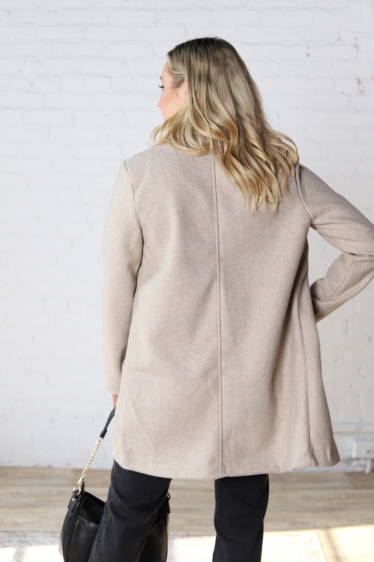 Carissa Fleece Single Breasted Coat - Oatmeal