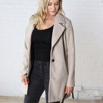 Carissa Fleece Single Breasted Coat - Oatmeal