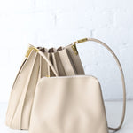 Carrie Pleated Vegan Shoulder Bag - Bone